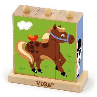 Stacking cube puzzle - farm animals - 9 pieces